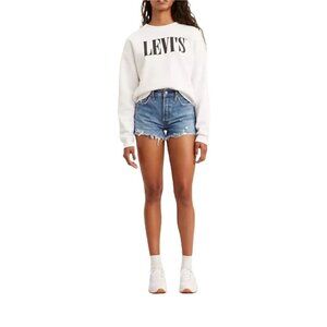 Levi's 501 Original High Rise Distressed Shorts Athens Medium Wash 32 Button Fly